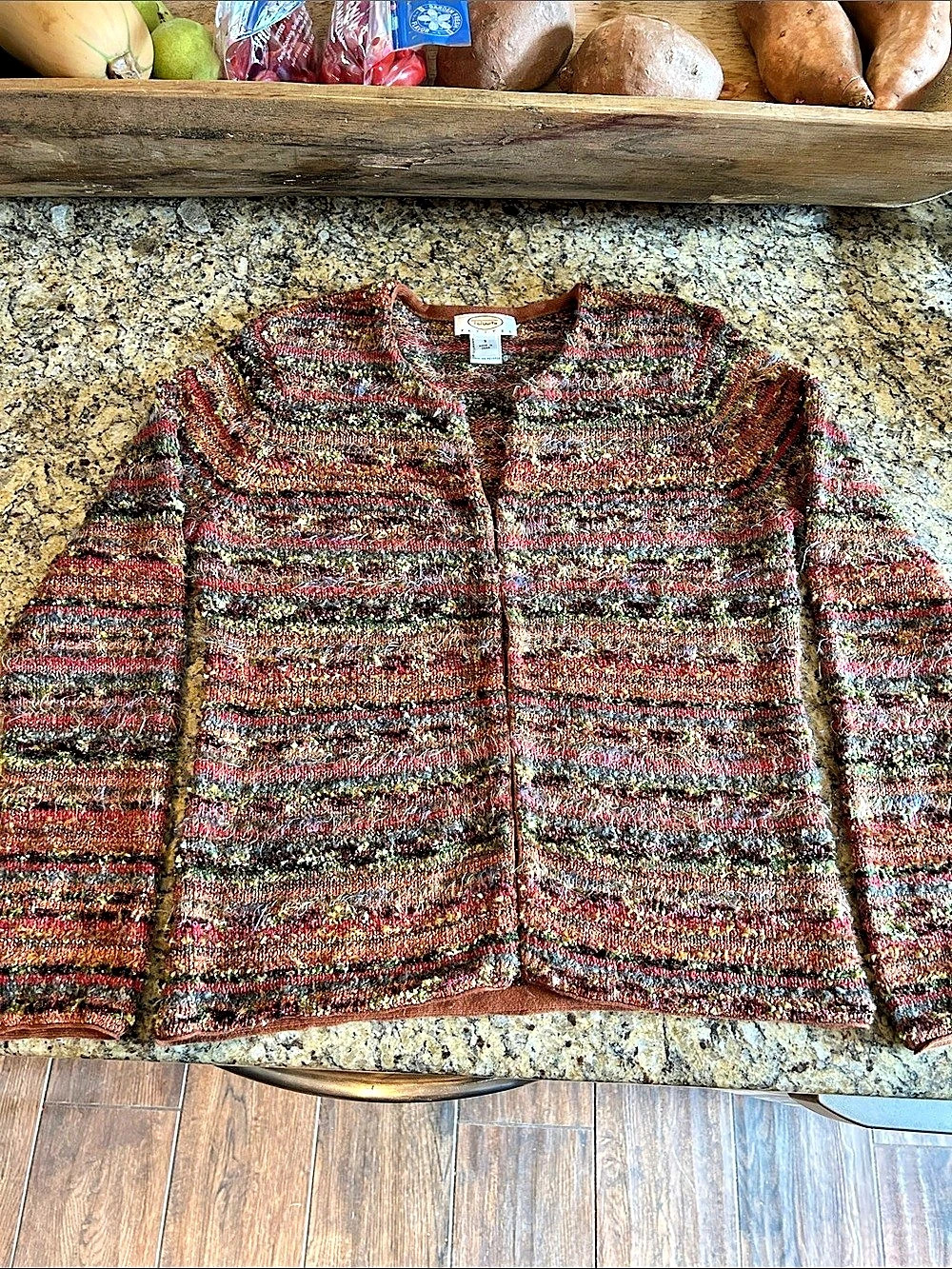Talbots Autumn Striped Multicolor Cardigan Size Petite Small